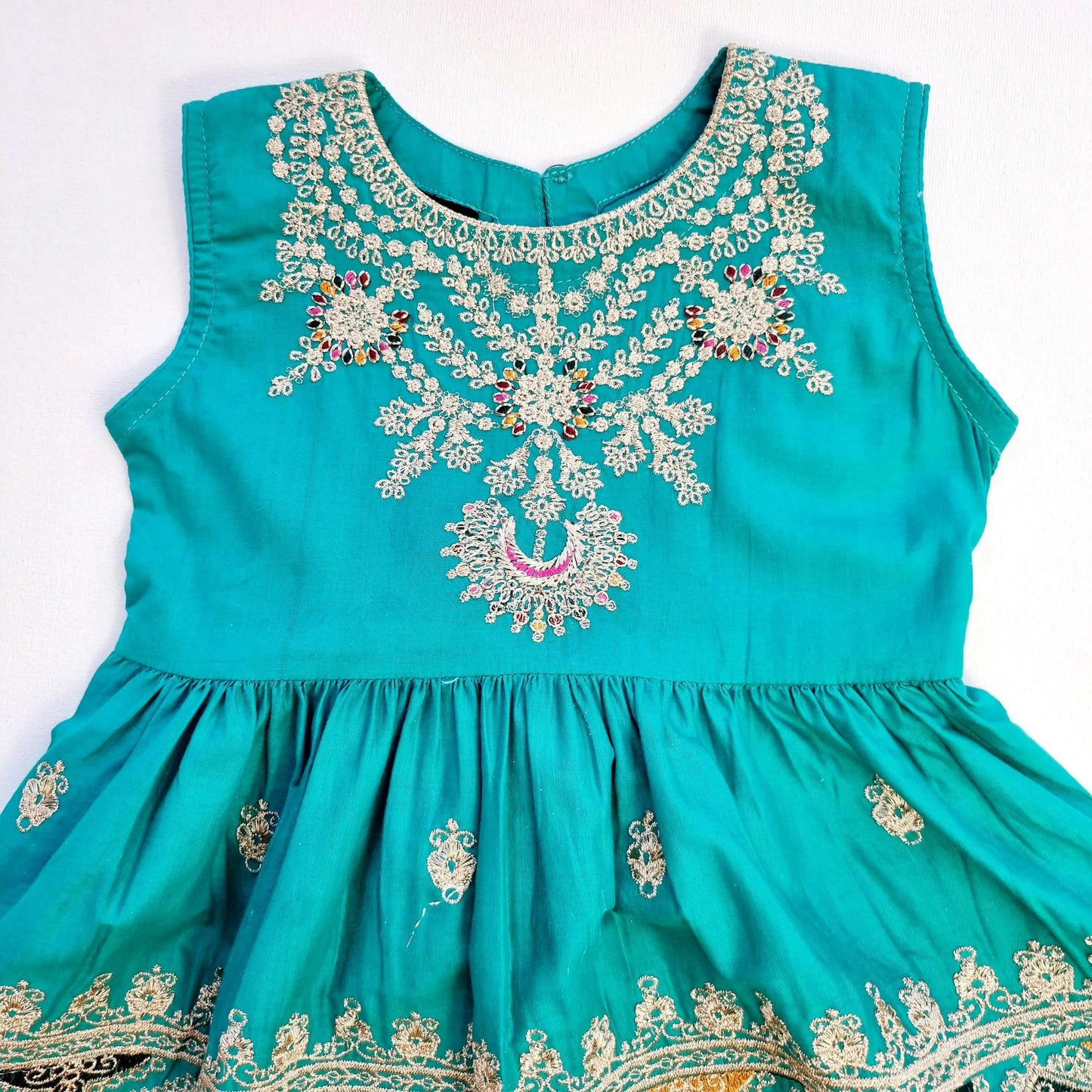 Baby Girl Embroidered Frock and Trouser || Green Baby Girl Dress Perfect for Eid and Occasion Wear