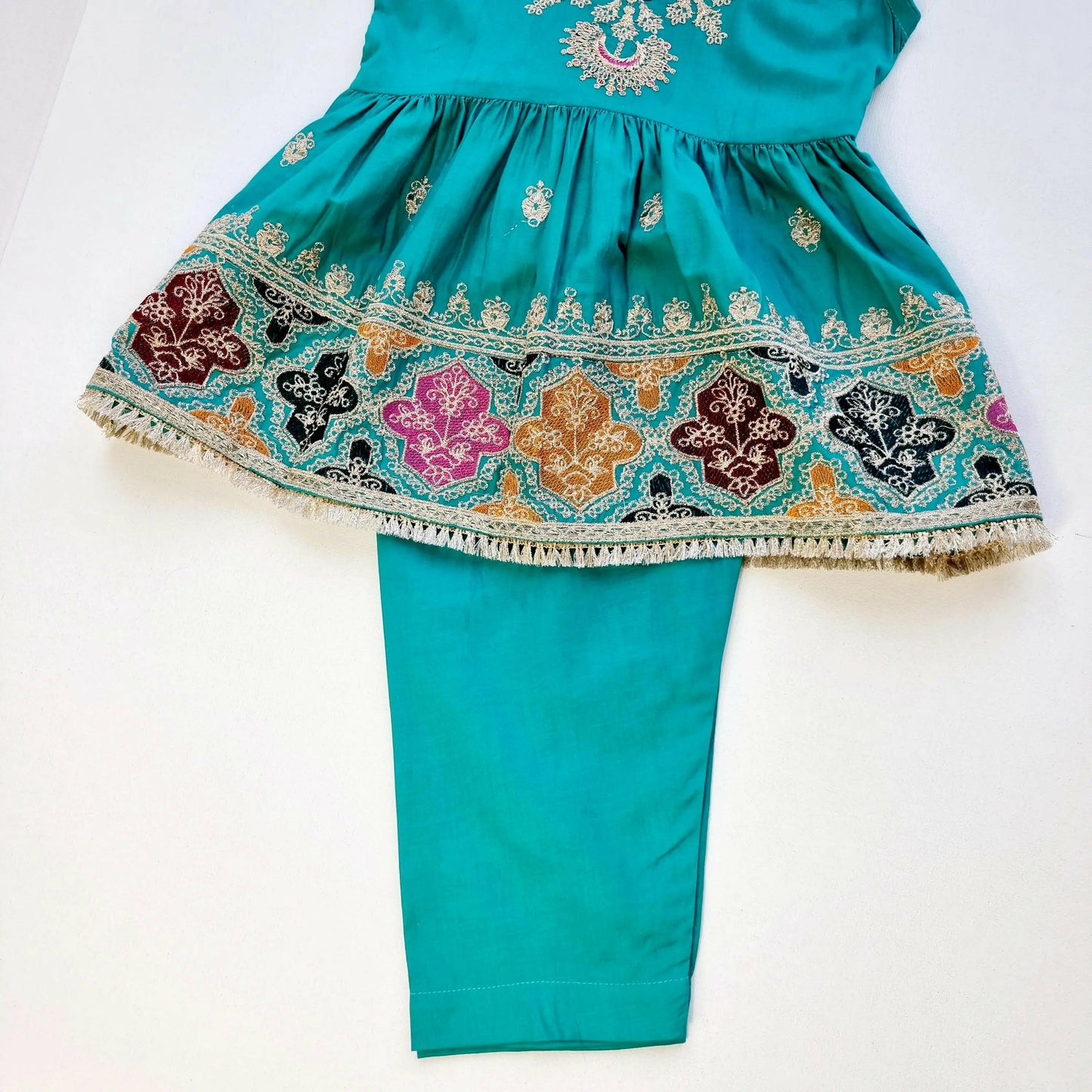 Baby Girl Embroidered Frock and Trouser || Green Baby Girl Dress Perfect for Eid and Occasion Wear