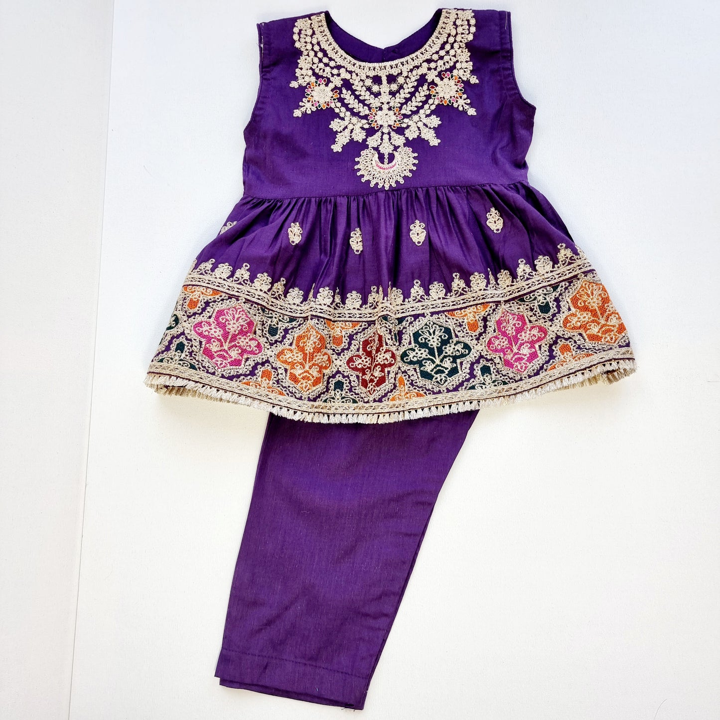 Baby Girl Embroidered Frock and Trouser || Purple Baby Girl Dress Perfect for Eid and Occasion Wear