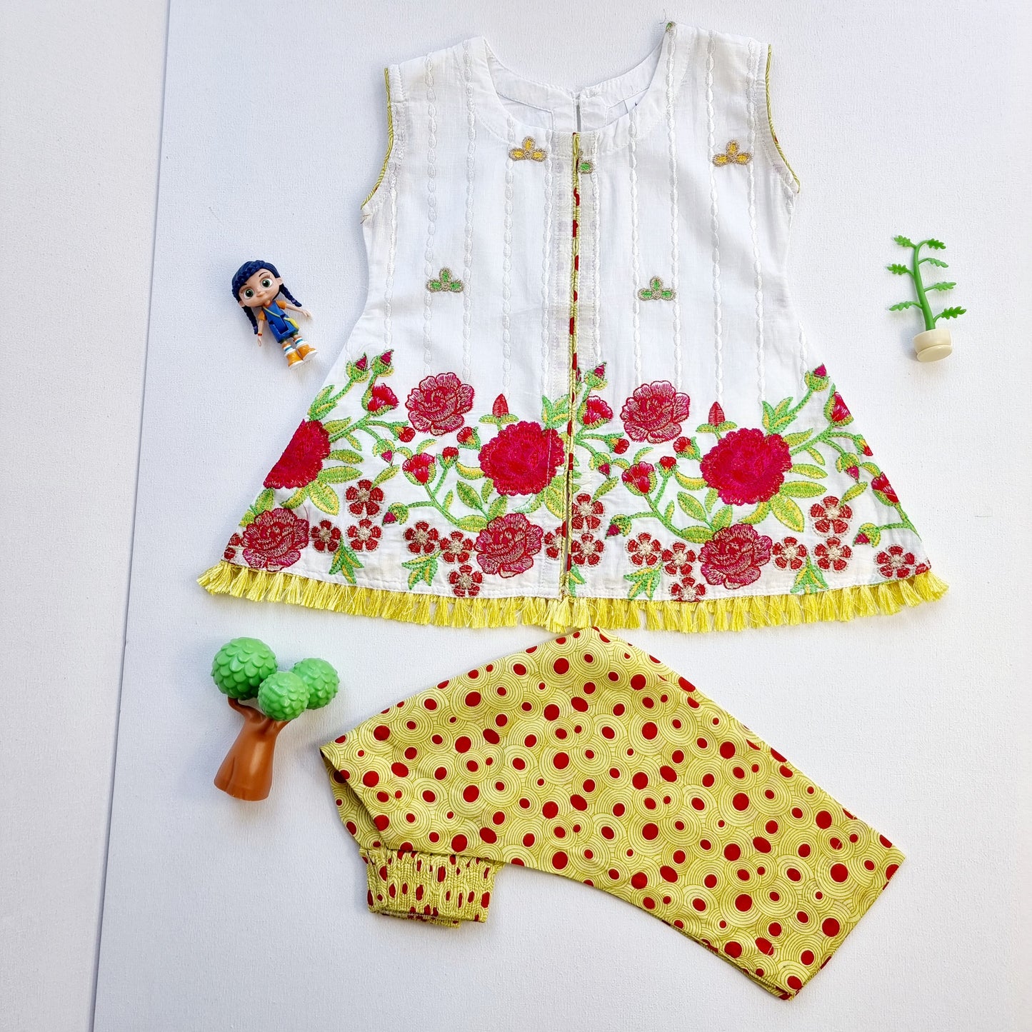 Baby Girl Embroidered Frock and Trouser || Green Baby Girl Dress Perfect for Eid and Occasion Wear