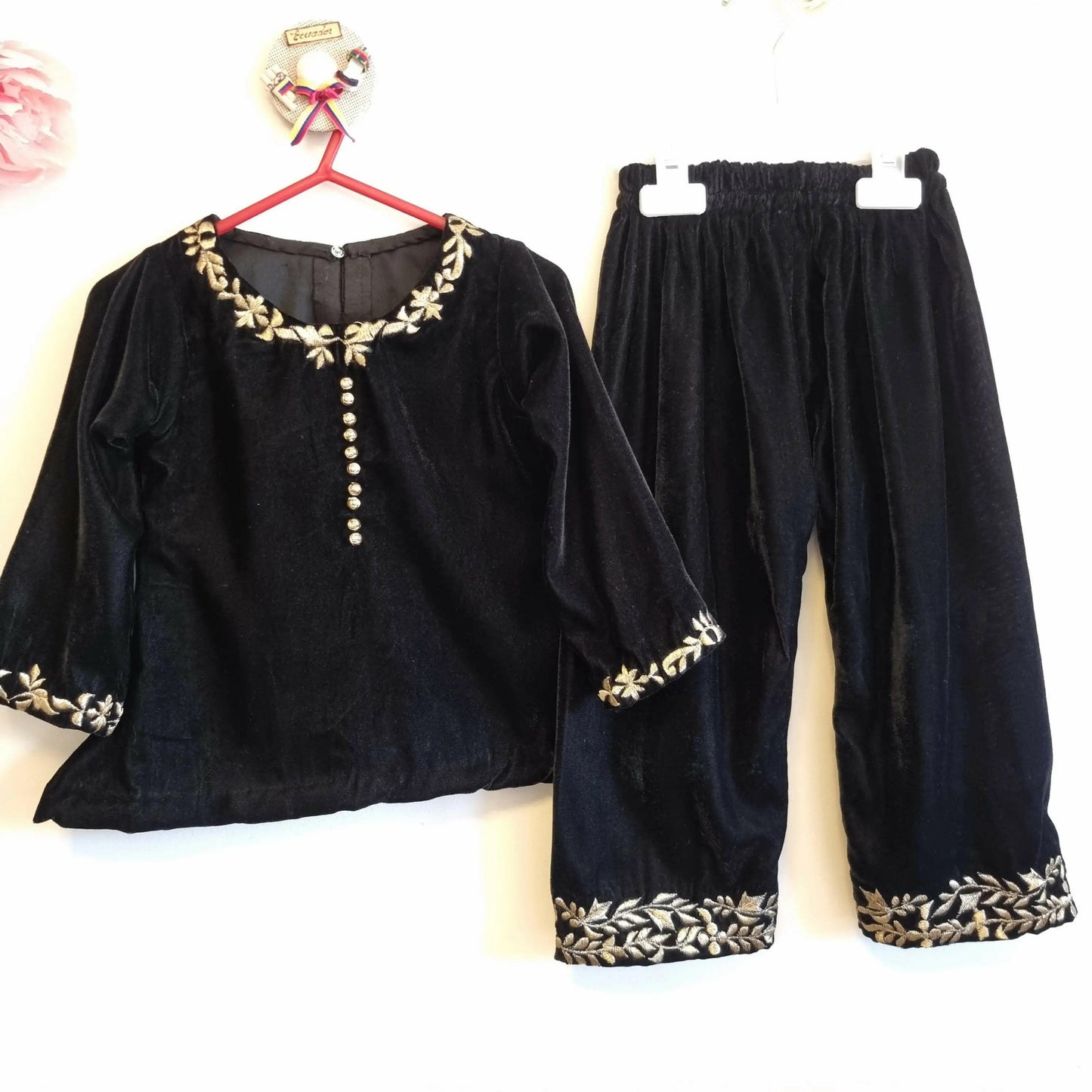 Kids Girls Velvet Shalwar Kameez 2 Piece