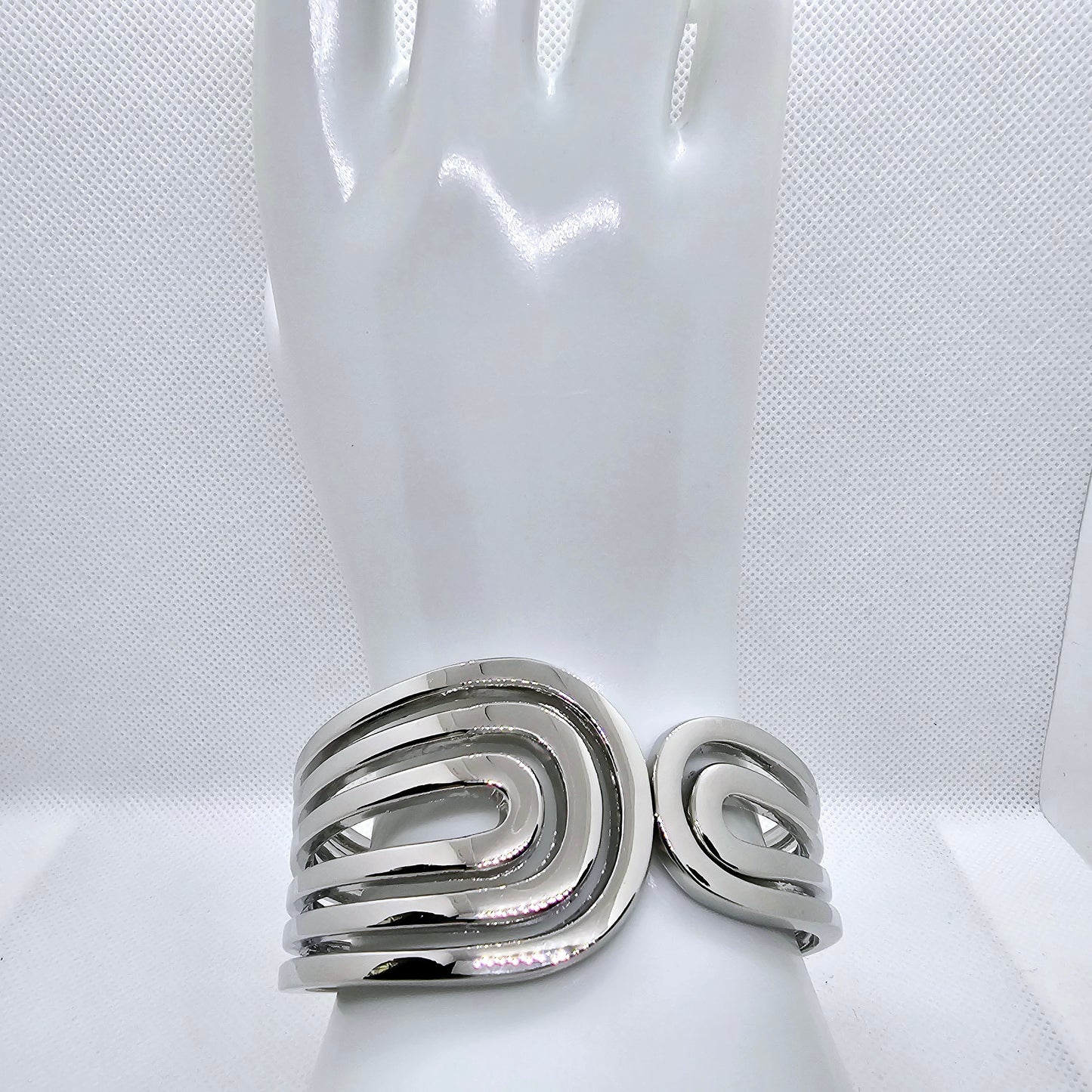 Stainless Steel Cuff Bracelet | Silver Bangle | Carved Bracelet