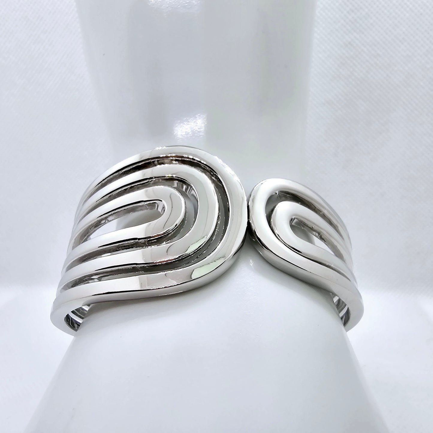 Stainless Steel Cuff Bracelet | Silver Bangle | Carved Bracelet