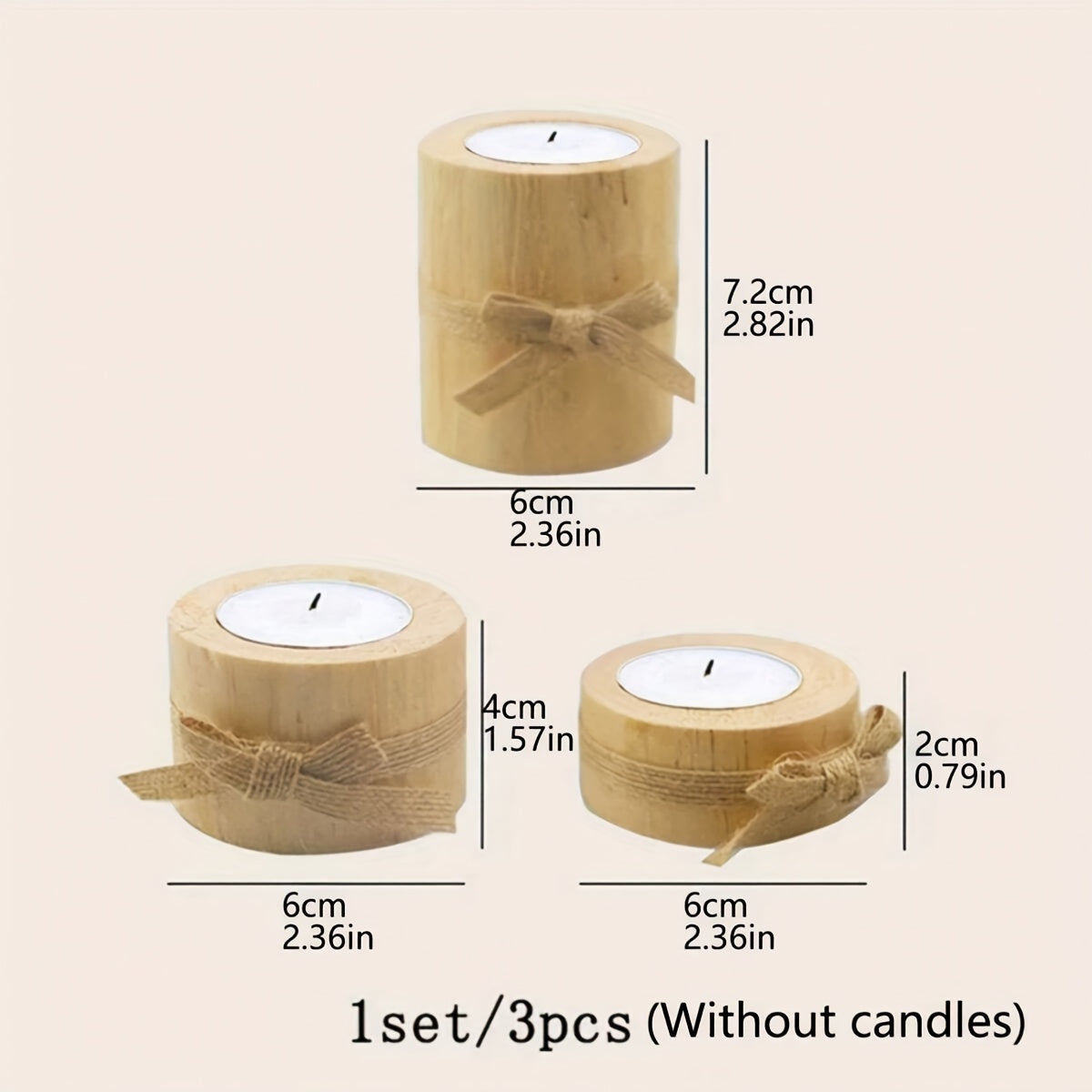 Elegant Wooden Cylindrical Candlesticks Set  Handmade Home Decor