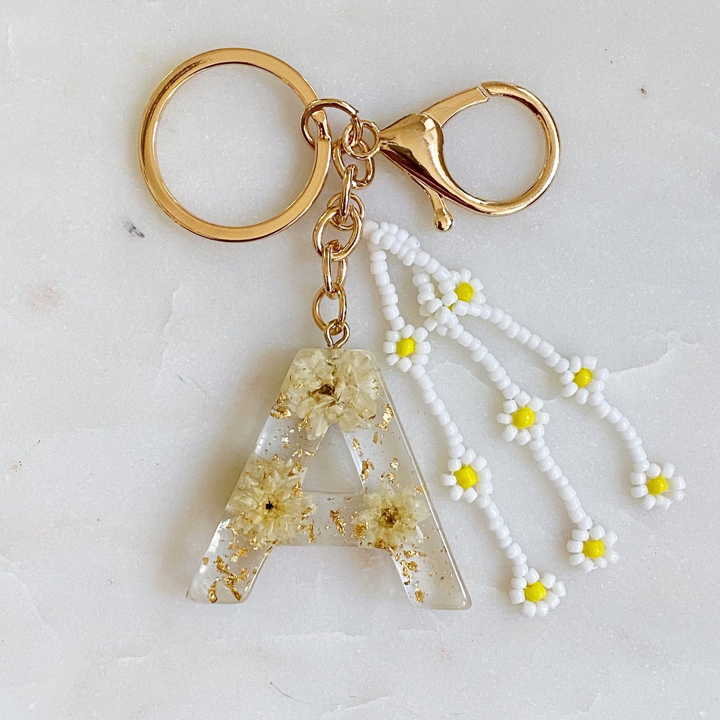 Baby Daisy Initial Key Chain