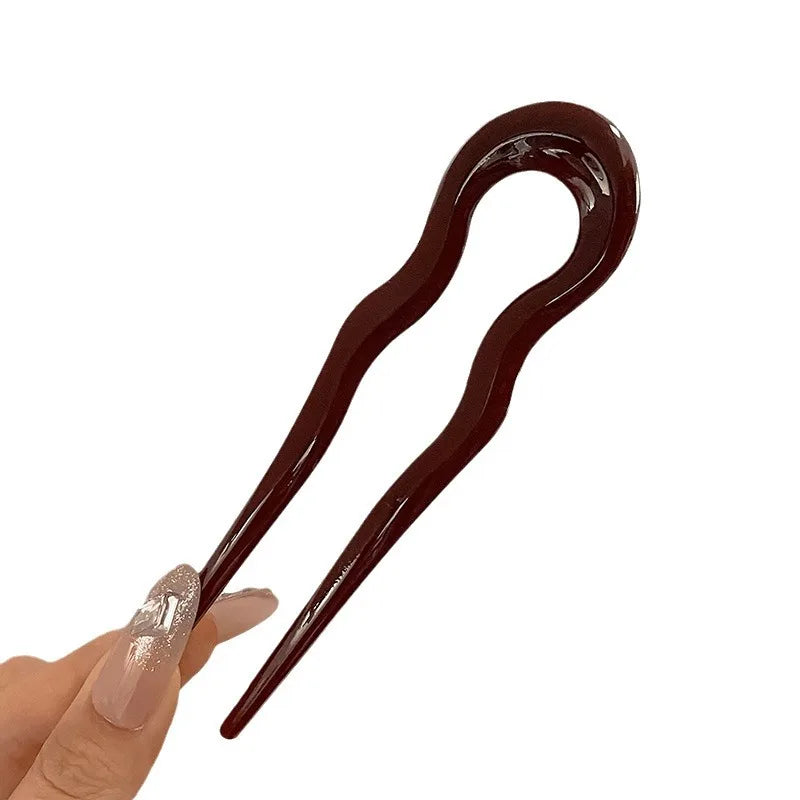 New U-Shaped Hair Fork Women Fashion Tortoiseshell Acetate Hairpin