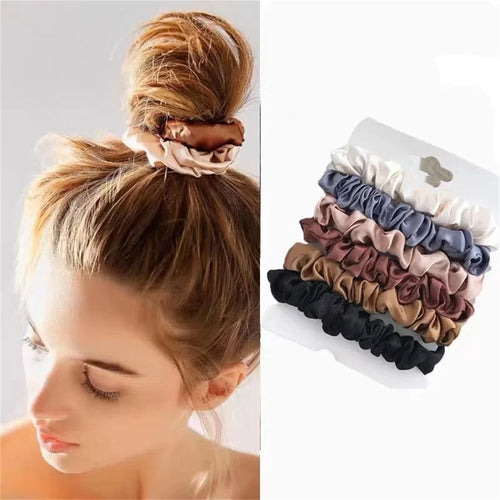 6pcs Satin Hair Scrunchies for Women - Softer Than Silk Scrunchies for