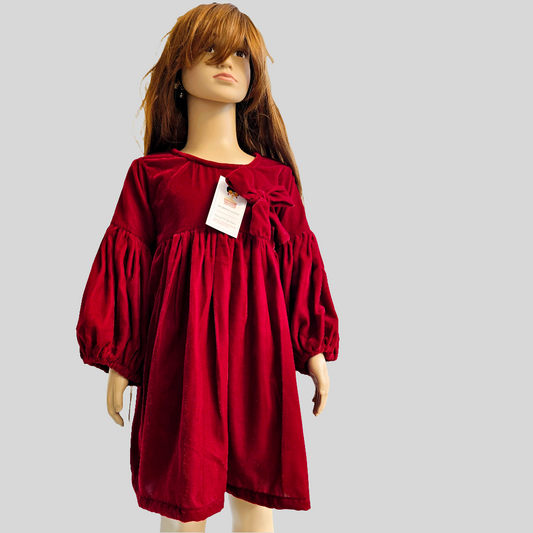 Maroon Velvet Baby Girl Frock