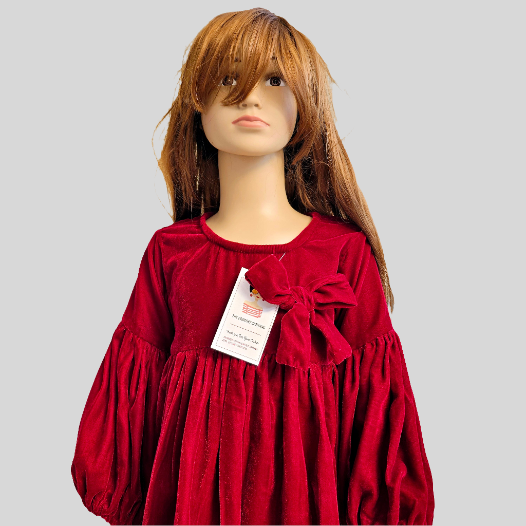 Maroon Velvet Baby Girl Frock