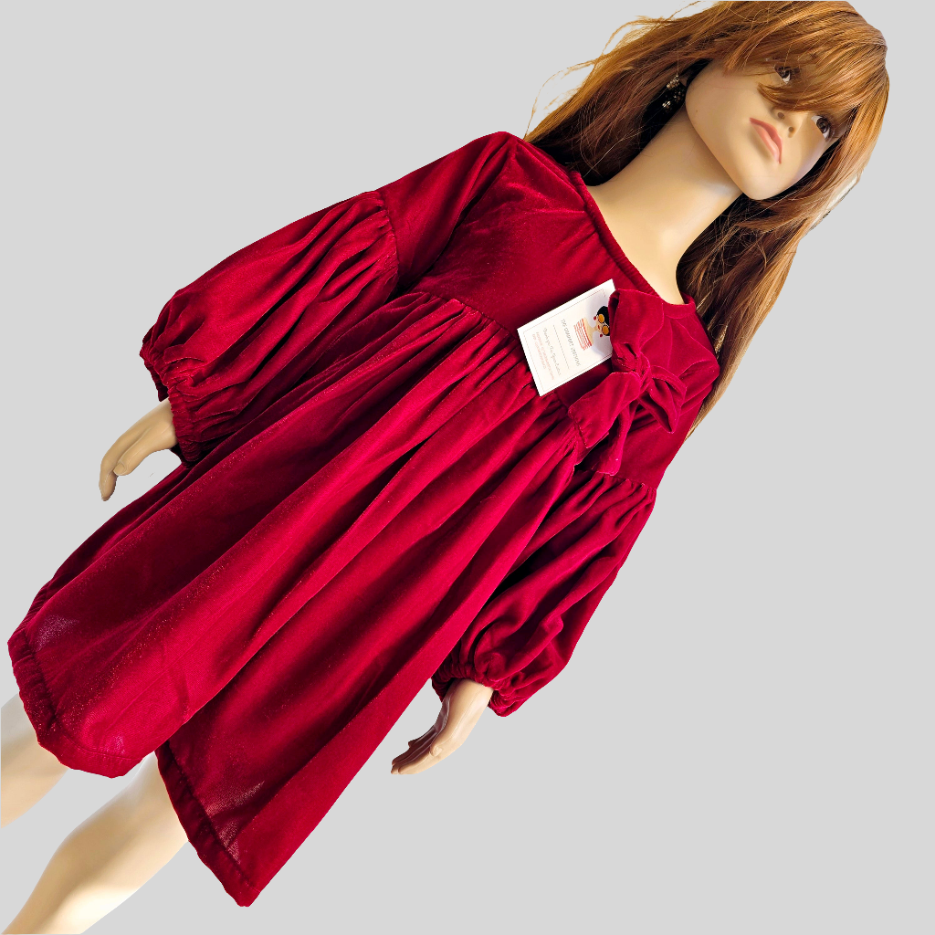 Maroon Velvet Baby Girl Frock