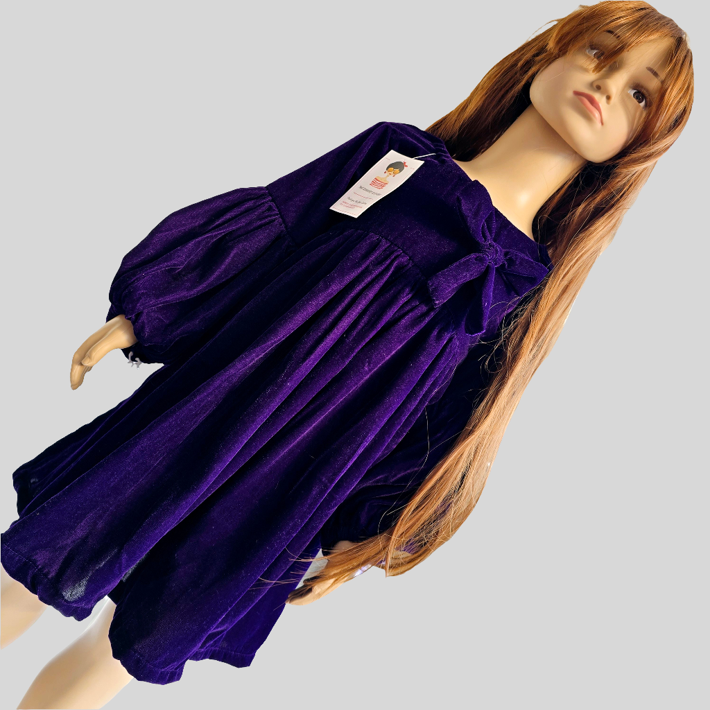 Dark Purple Velvet Baby Girl Frock