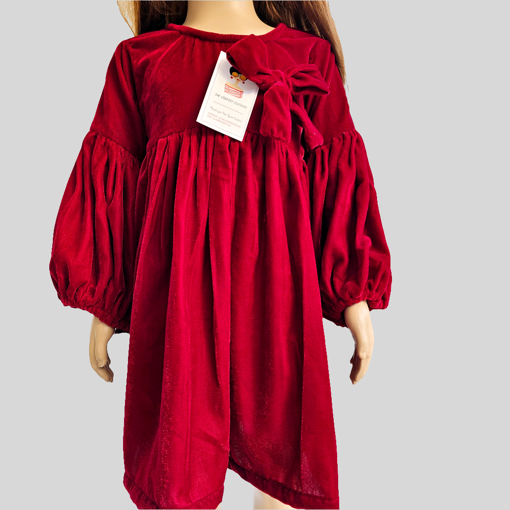 Maroon Velvet Baby Girl Frock