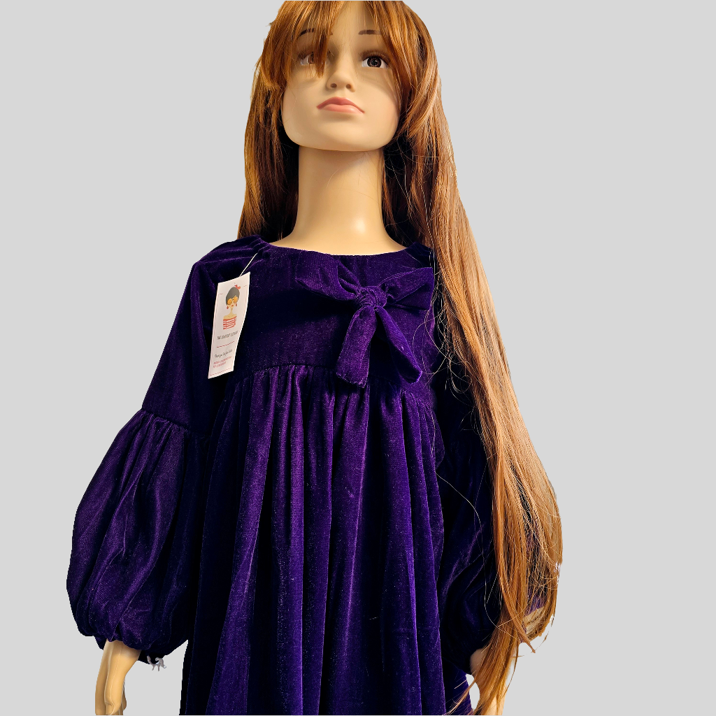 Dark Purple Velvet Baby Girl Frock