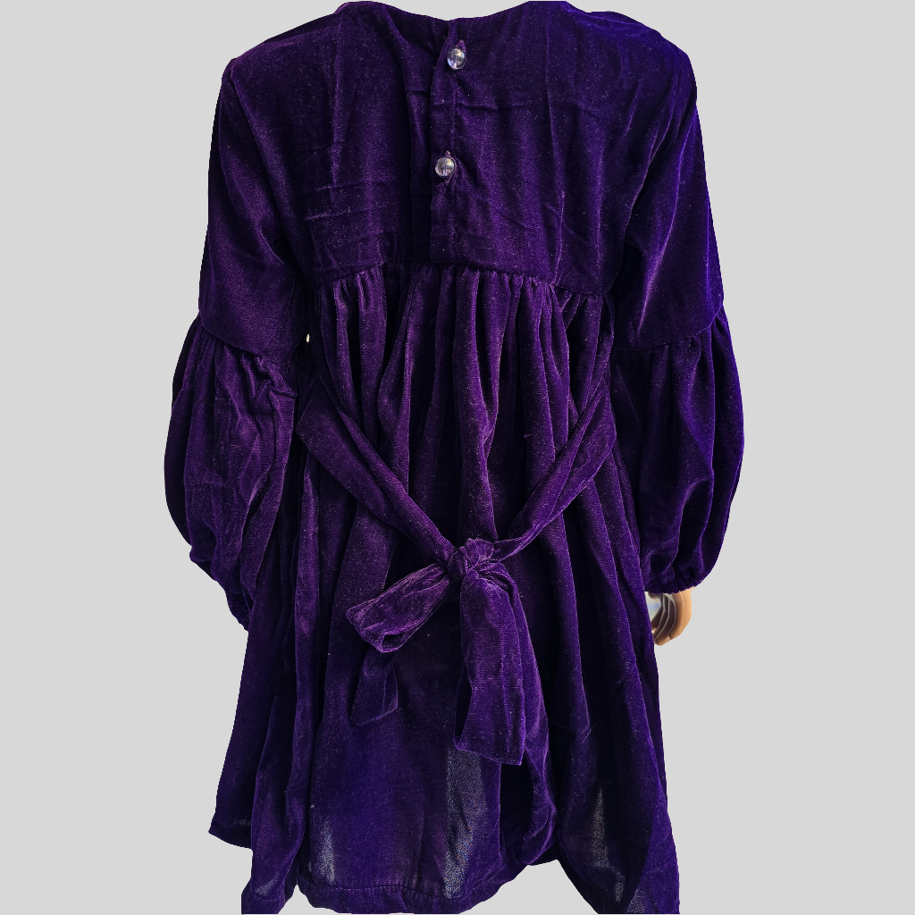 Dark Purple Velvet Baby Girl Frock