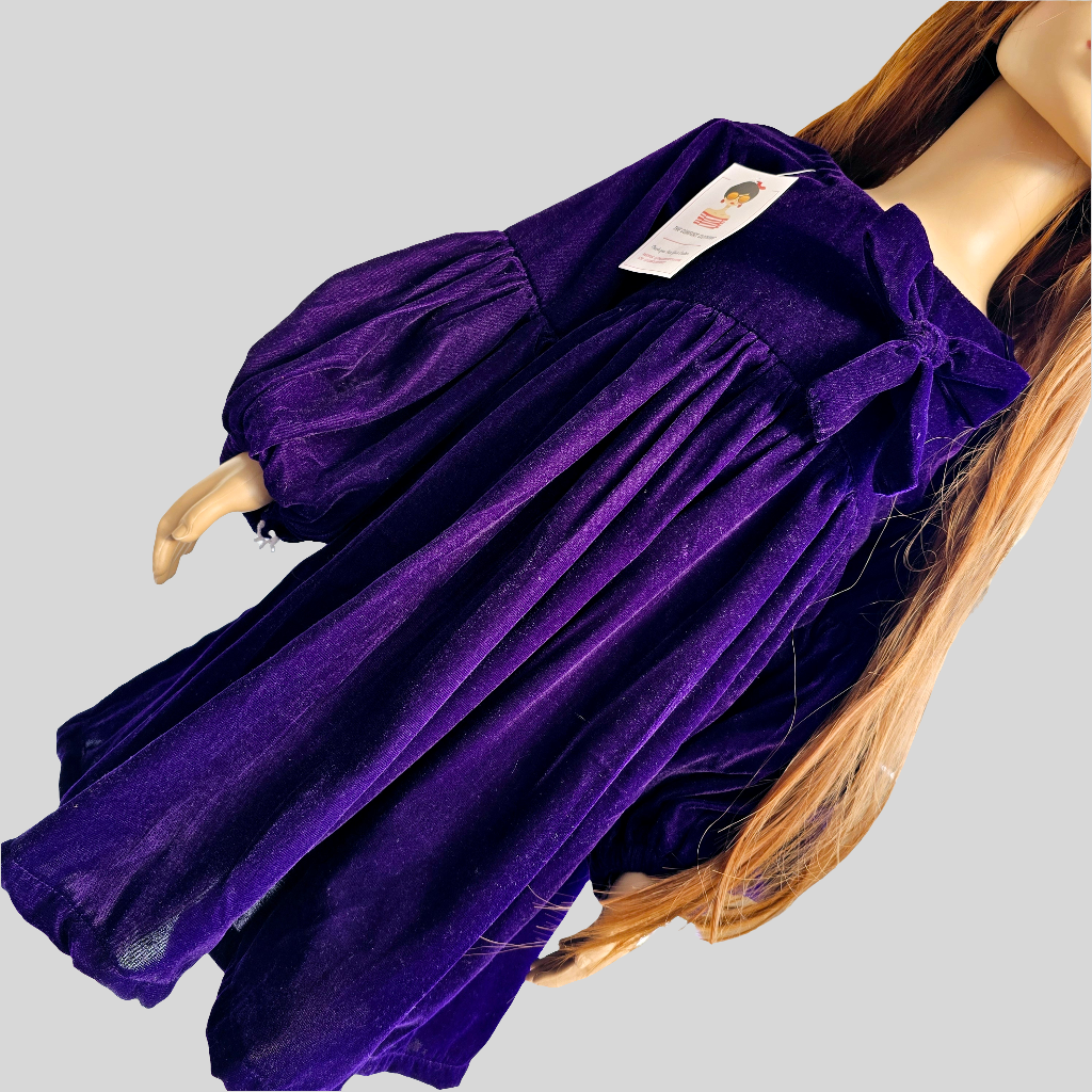 Dark Purple Velvet Baby Girl Frock