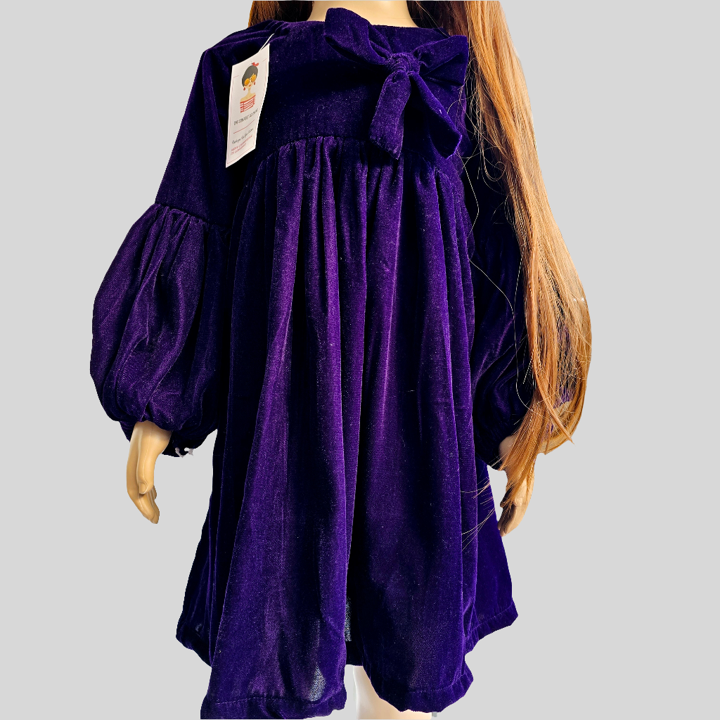 Dark Purple Velvet Baby Girl Frock